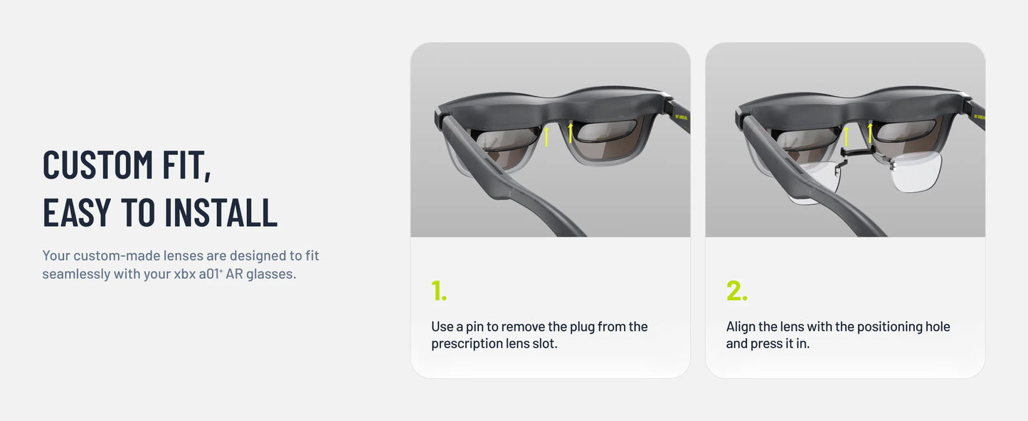 XREAL xbx a01+ Prescription Lenses - Rimless Optical Inserts